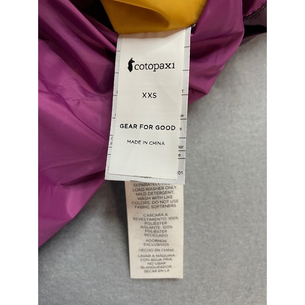 Cotopaxi Teca Calido Reversible Hooded Vest Womens XXS Purple Yellow Colorblock - Picture 8 of 9